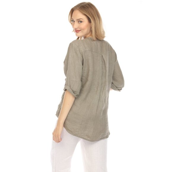 Taupe Button Up Collared Shirt - Picture 5 of 12